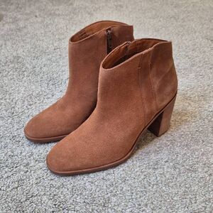 Lucky Brand Pinktone Ankle Booties Size 7.5 Suede Block Heel